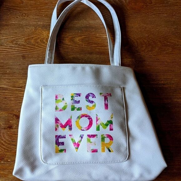 Minicci Best Mom Ever White Vegan Leather Purse - Picture 1 of 13